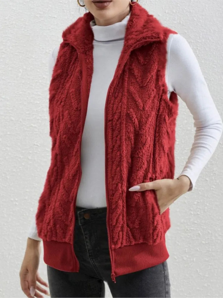 Women's Sleeveless Plush Vest