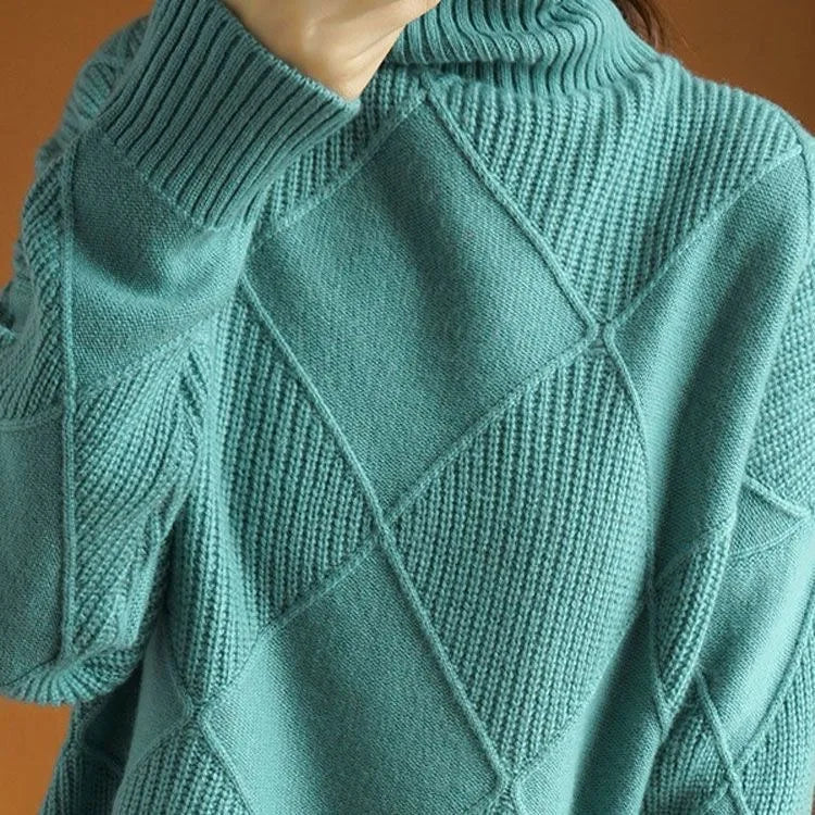 Women's Oversized Diamond Knit Sweater