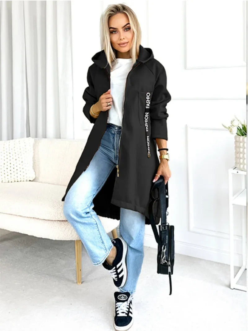 Women's Long Fleece Zip Coat