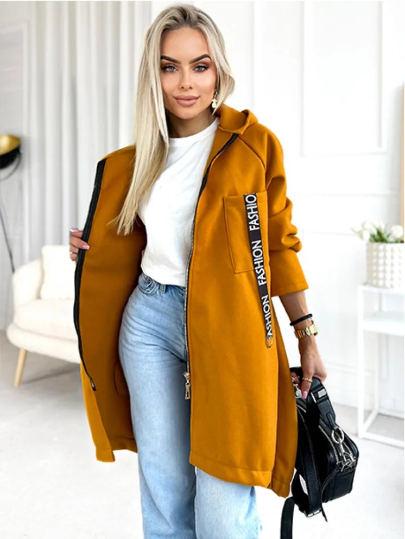 Women's Long Fleece Zip Coat