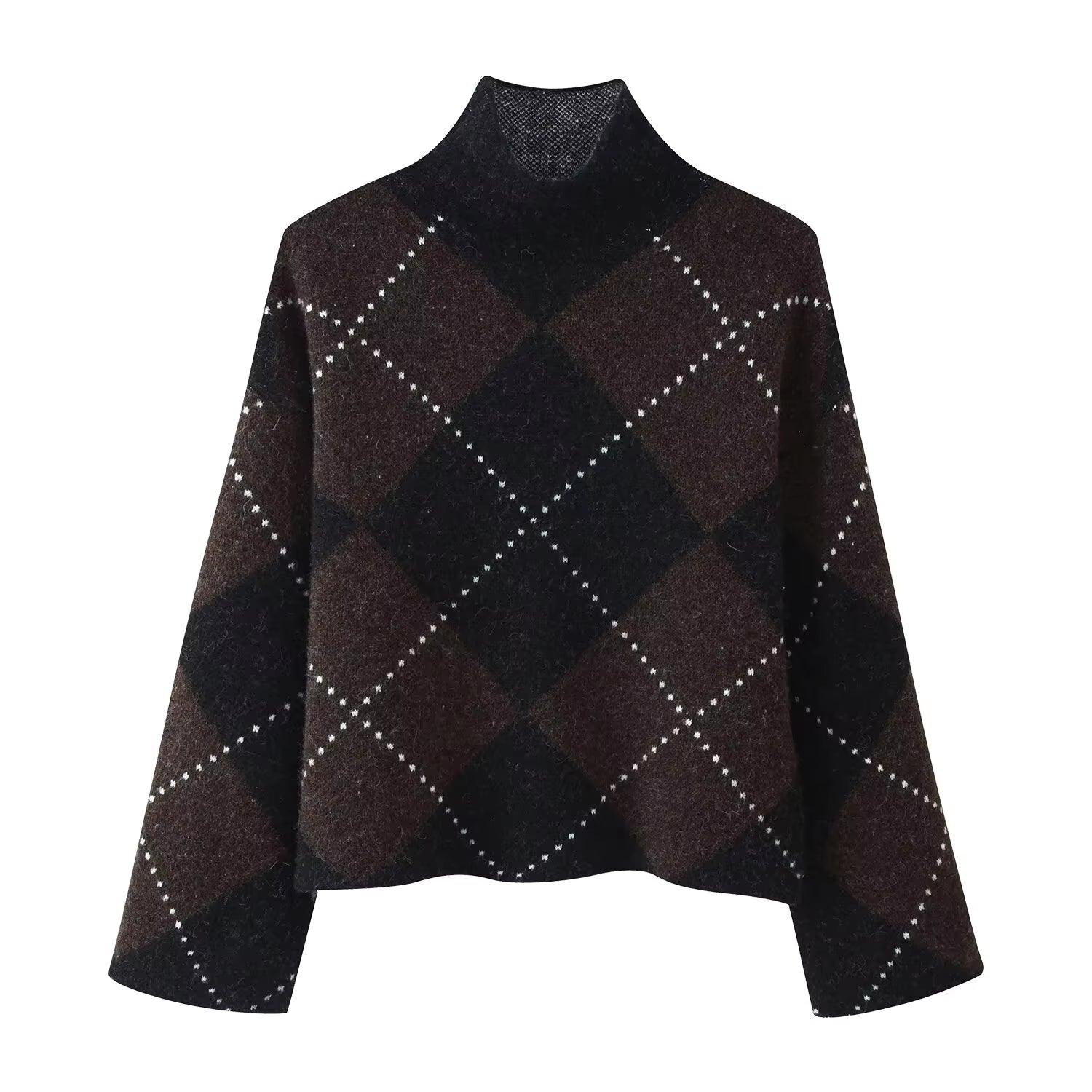 Women's Knitted Co-ord Set – Diamond Pattern Jumper & Skirt