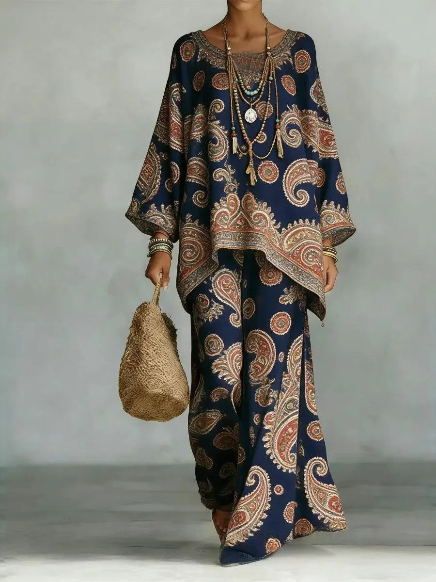 Women's Retro Print Two Piece Set