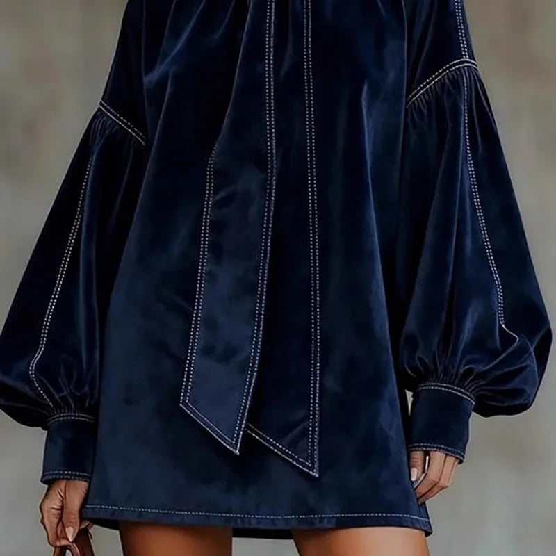 Women's Velvet Bow Mini Dress