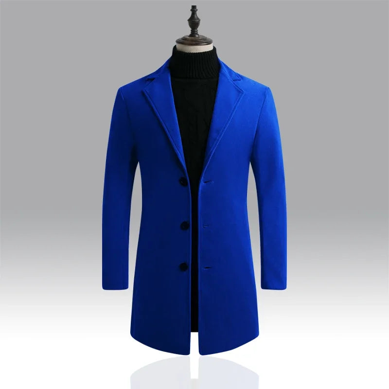 Men's Long Overcoat – Cotton Wool Blend
