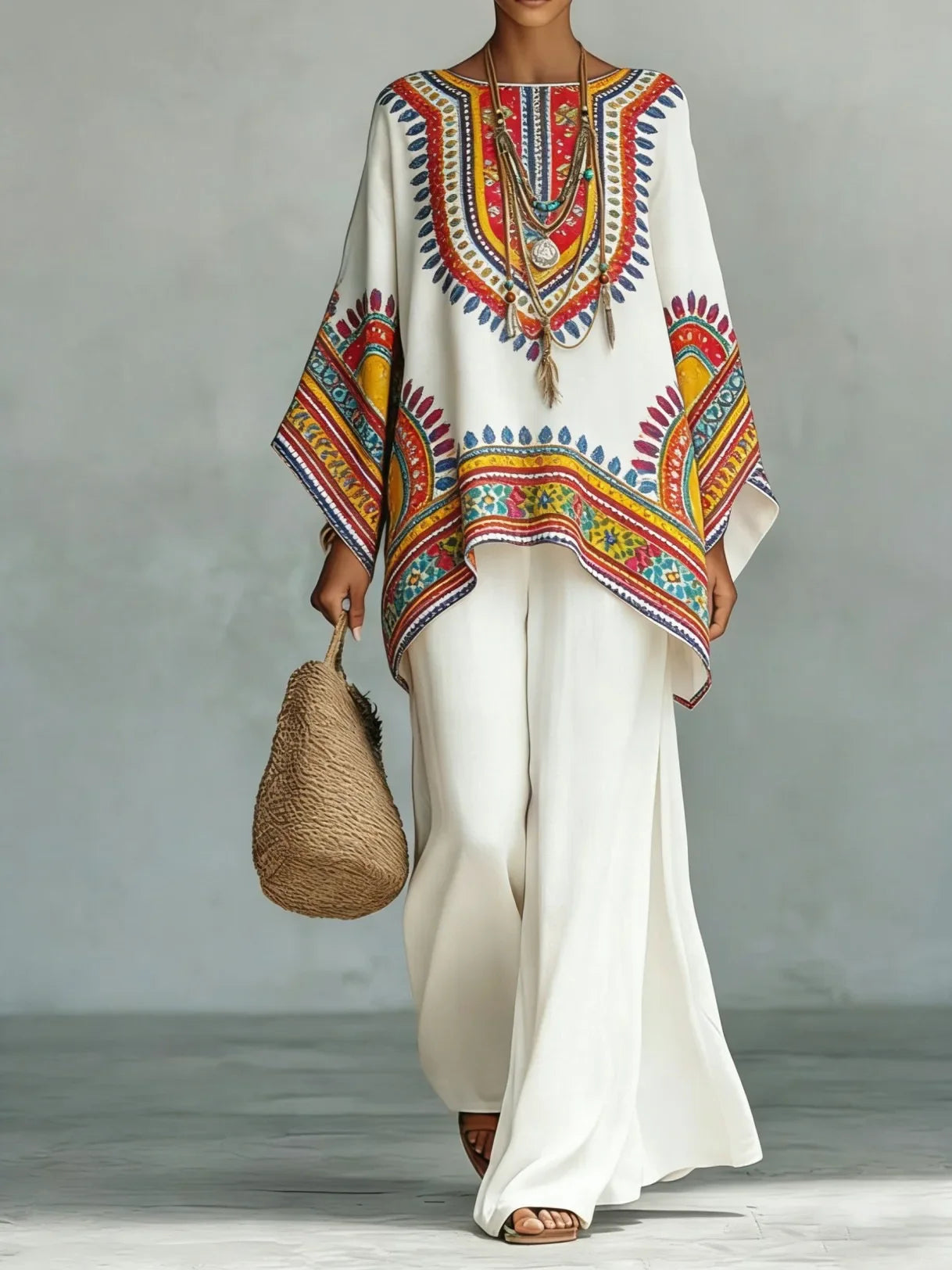 Women's Retro Print Two Piece Set
