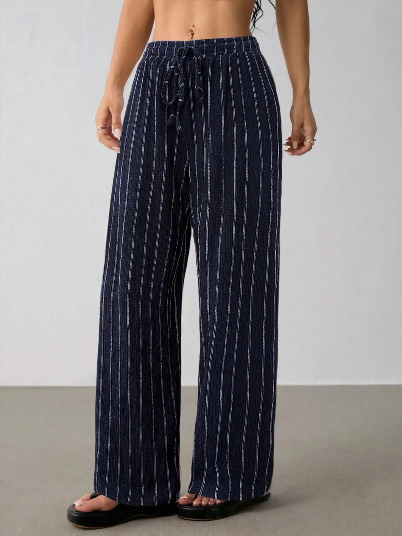 Women's Belted Striped Trousers
