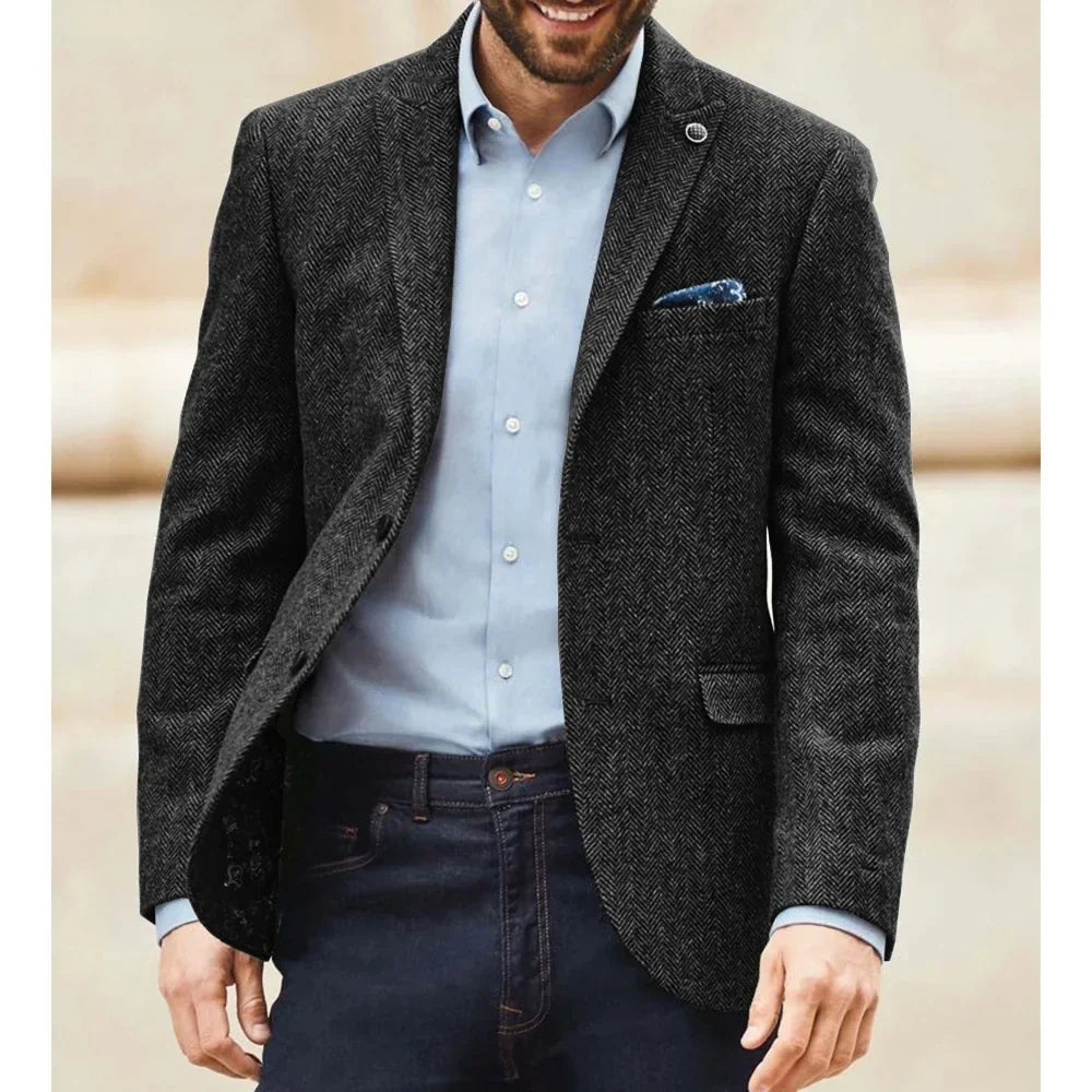 Men's Herringbone Blazer – Cashmere Blend