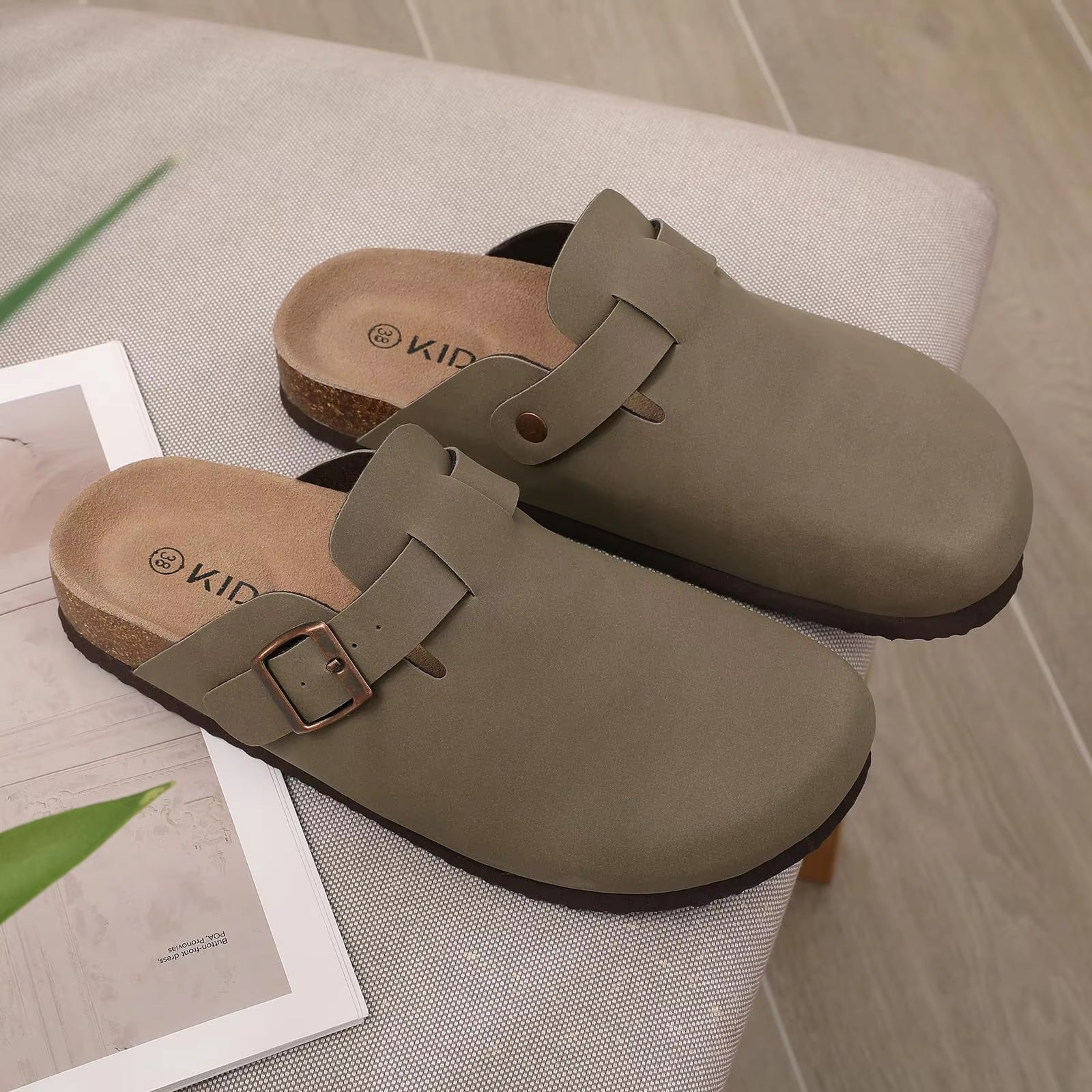 The Angel Men's Suede Buckle Comfort Clogs