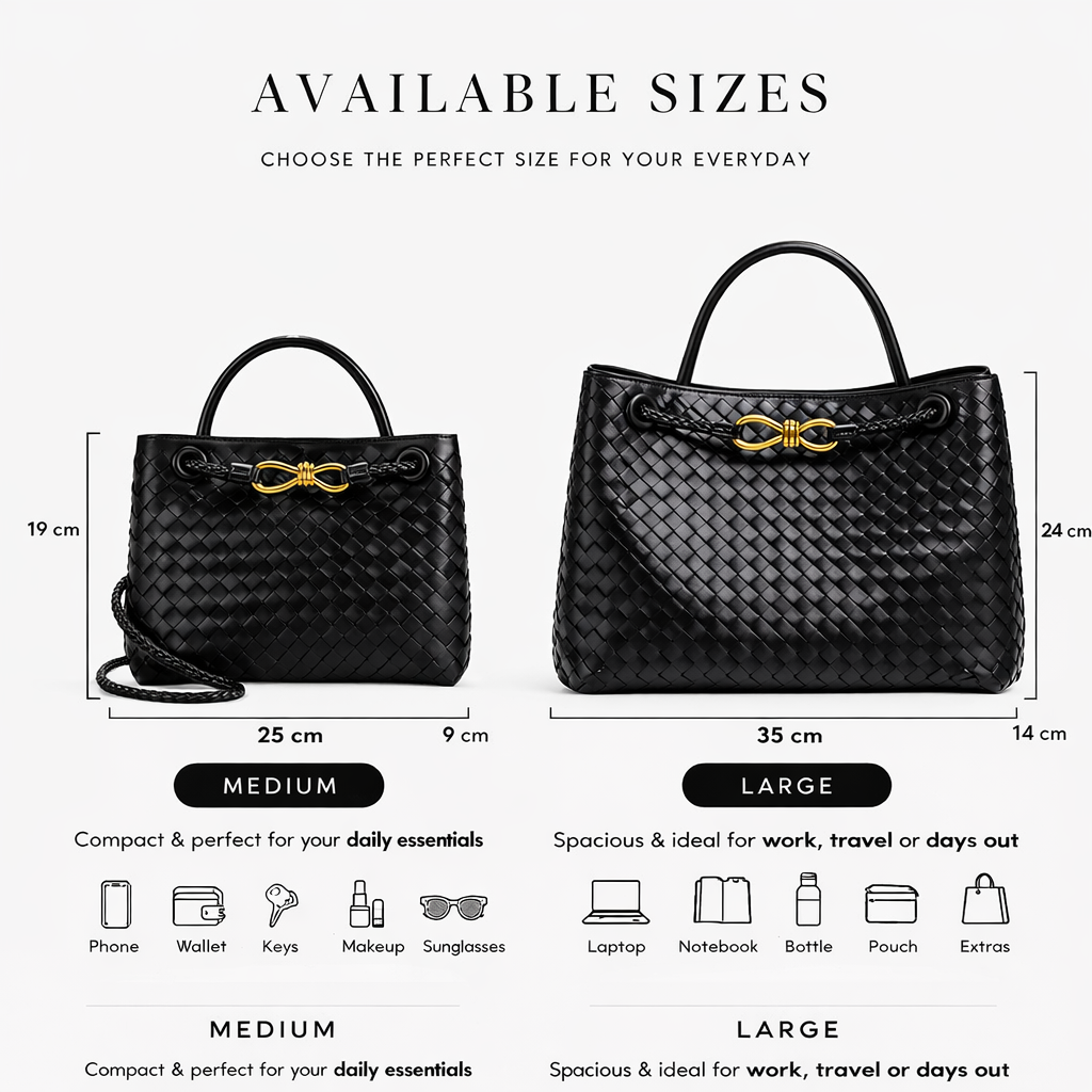 Woven Tote Bag – Soft Vegan Leather Shoulder Bag