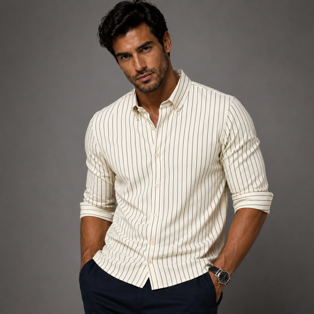The Portovenere Men’s Smart Casual Button Up Striped Shirt