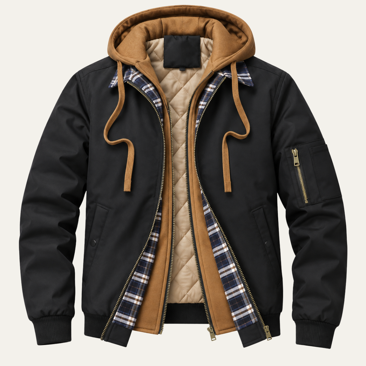 Men's Padded Hooded Coat – Wind Resistant