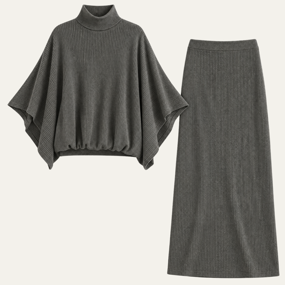 Women's Ribbed Knit Skirt Set