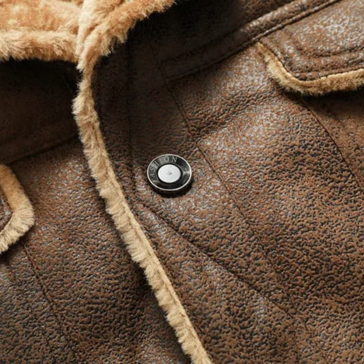 The Breuil Men’s Winter Shearling Biker Leather Jacket