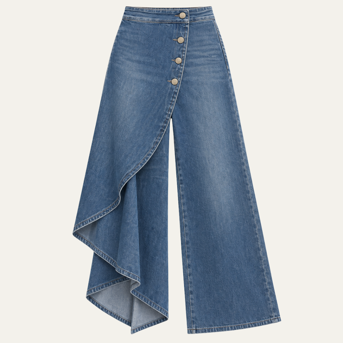 Women's Button Hem Denim Trousers