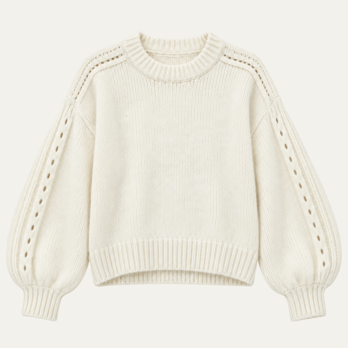 Women's Knitted Jumper – Crew Neck Lantern Sleeve
