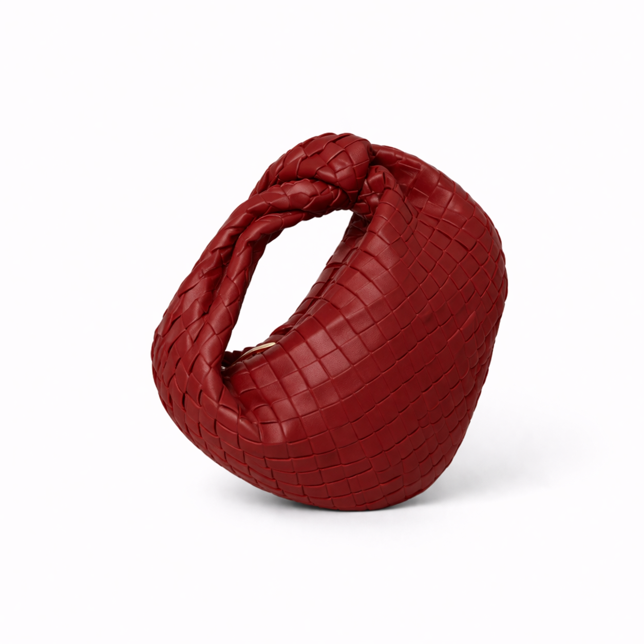 Knot Handle Bag – Woven Vegan Leather Shoulder Bag