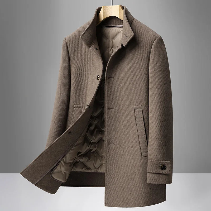 The Cheapside Men's Padded Wool Blend Business Overcoat
