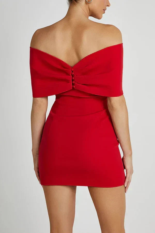 Women's Mini Dress with Shoulder Bow