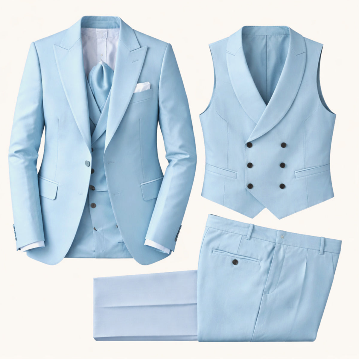 The Arenzano Men’s 3 Piece Suit – Slim Fit Elegant Wedding & Dinner Suit Set