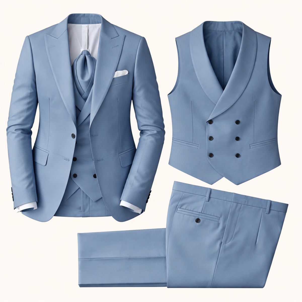 The Arenzano Men’s 3 Piece Suit – Slim Fit Elegant Wedding & Dinner Suit Set