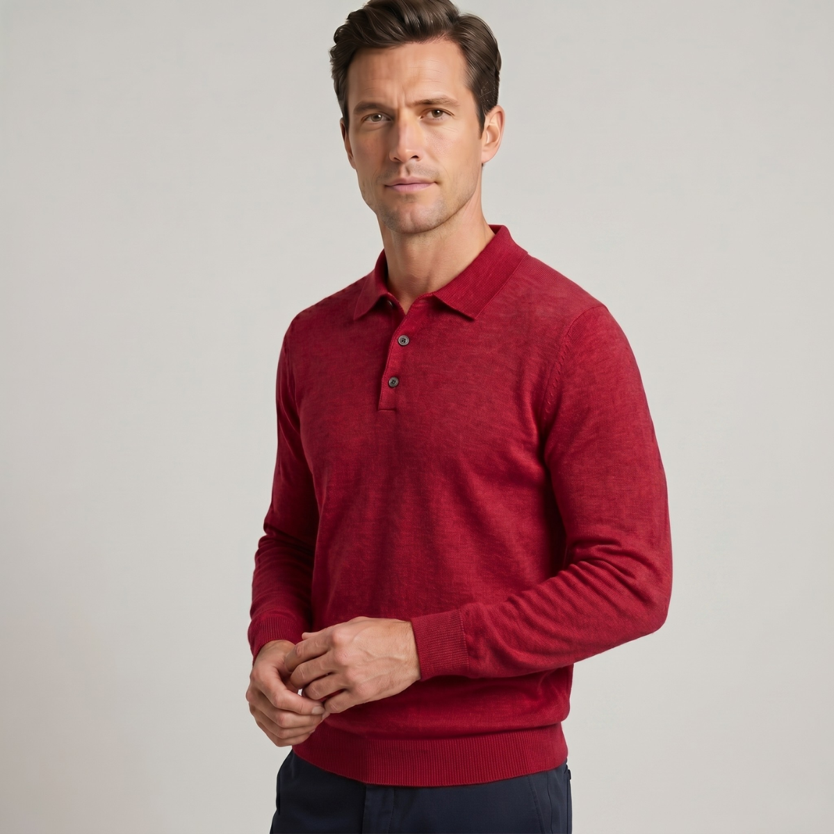 Men’s Merino Wool Knit Smart Casual Polo Jumper
