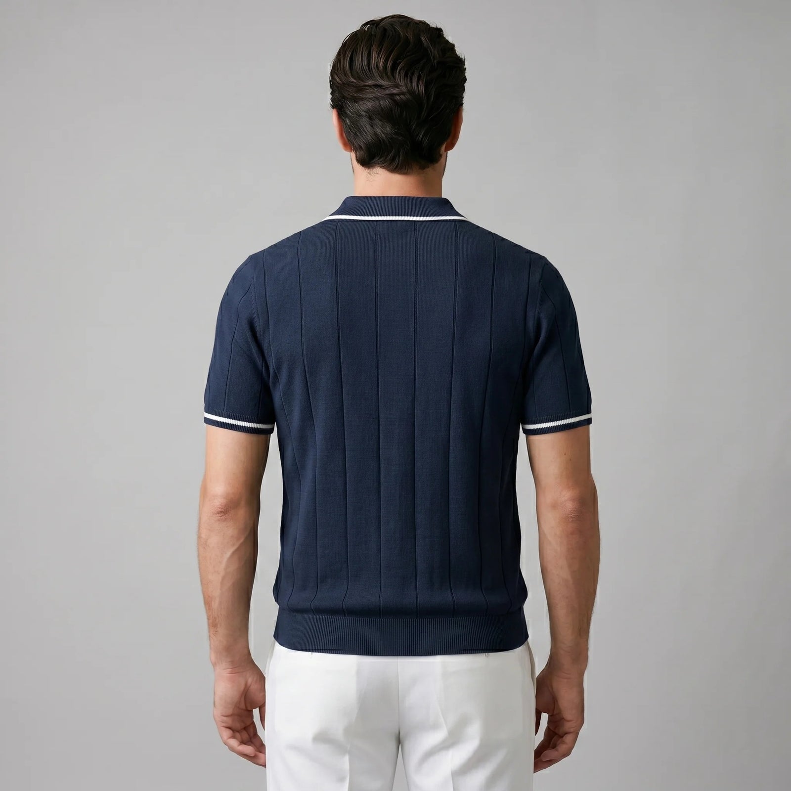 The Venezia Men's Smart Zip Neck Knit Polo Shirt