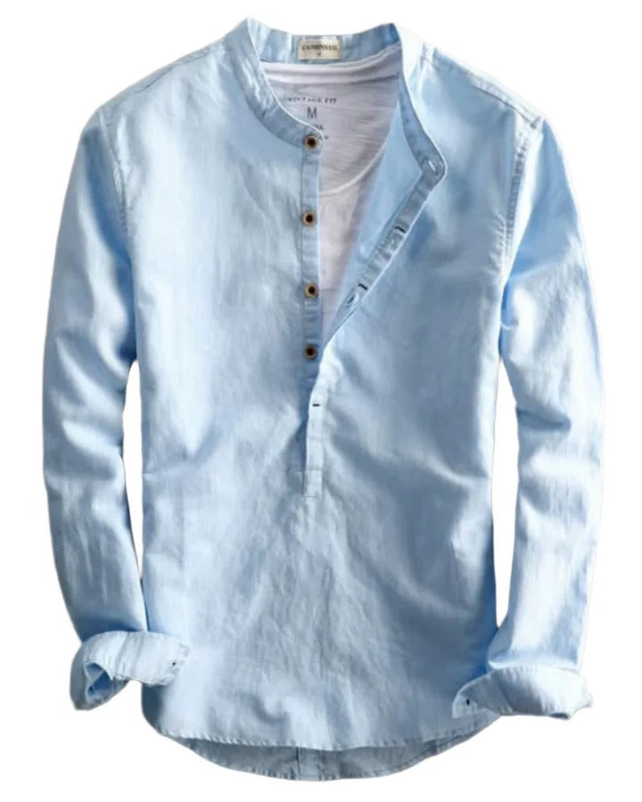 The Aspen Men's Trendy Linen Henley Shirt