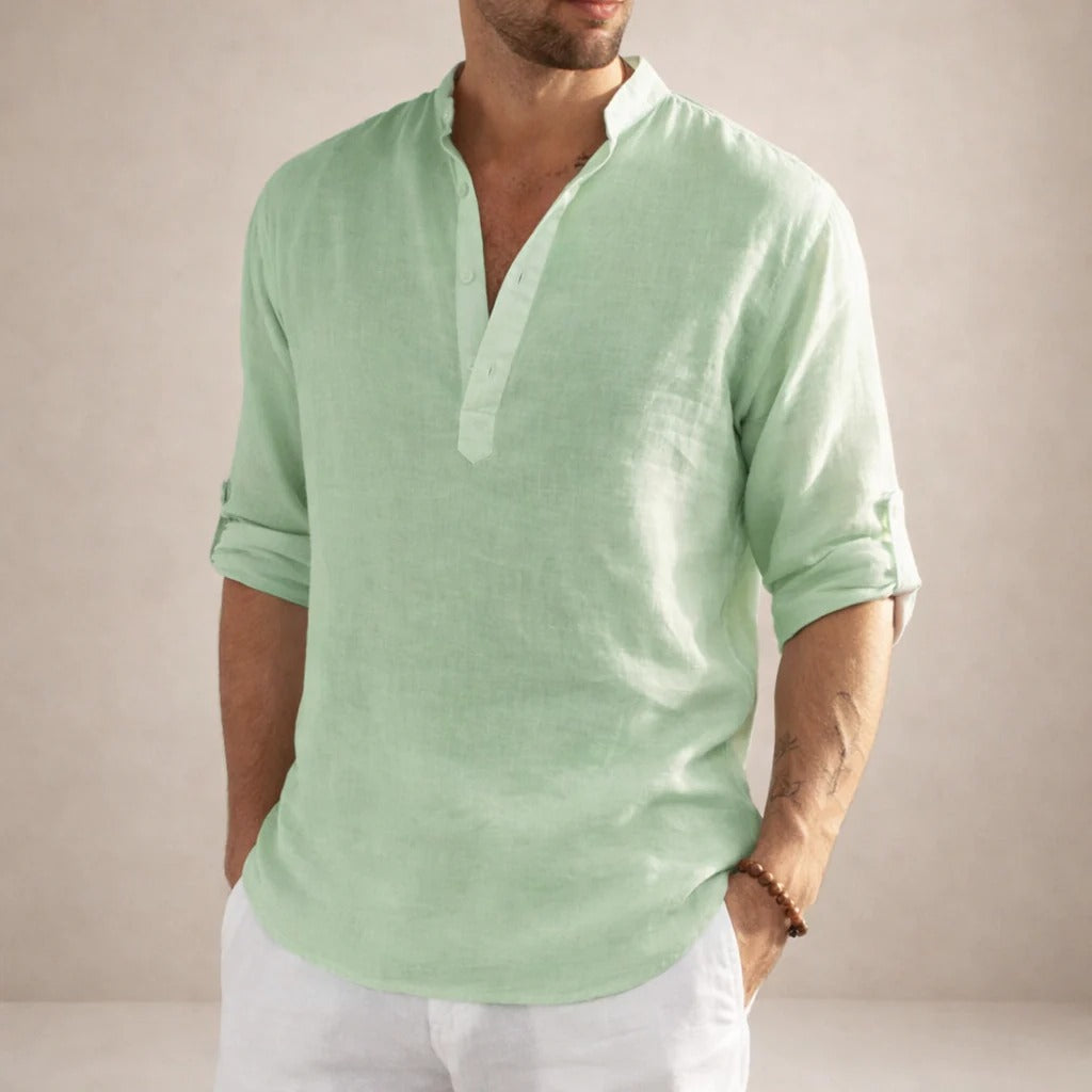The Greenpoint Men's Lightweight Linen Henley Shirt