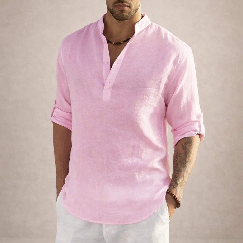The Greenpoint Men's Lightweight Linen Henley Shirt