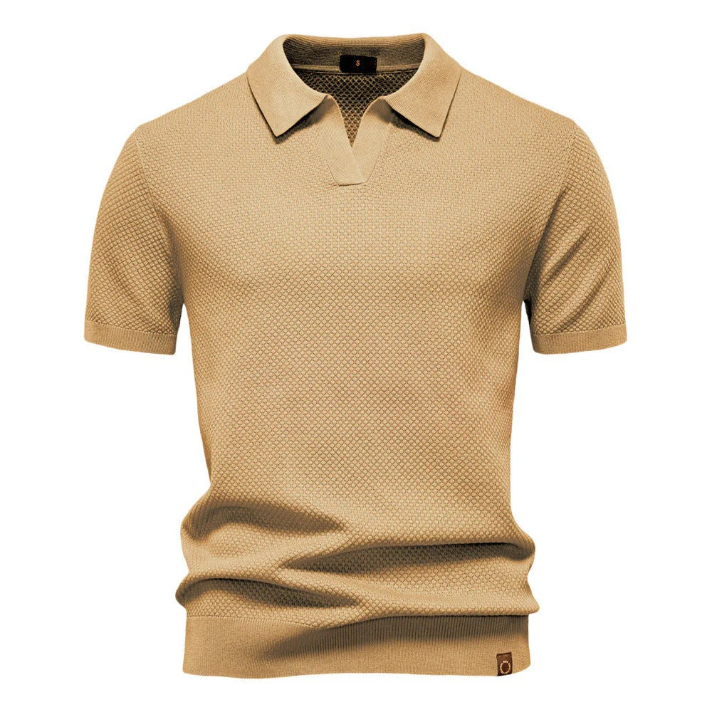 The Oakland Hills Men's Textured Knit Open Collar Polo Shirt