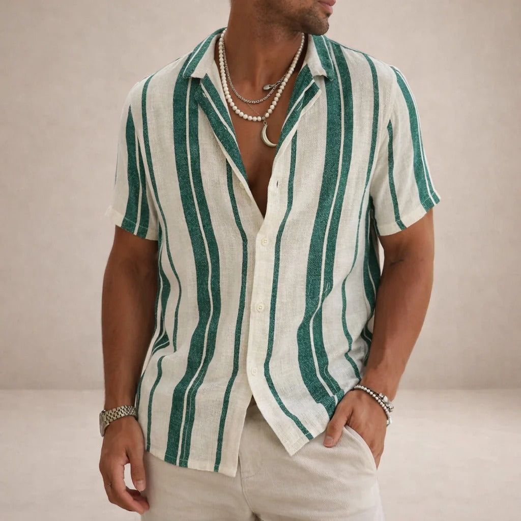The Beacon Men's Casual Striped Linen Shirt
