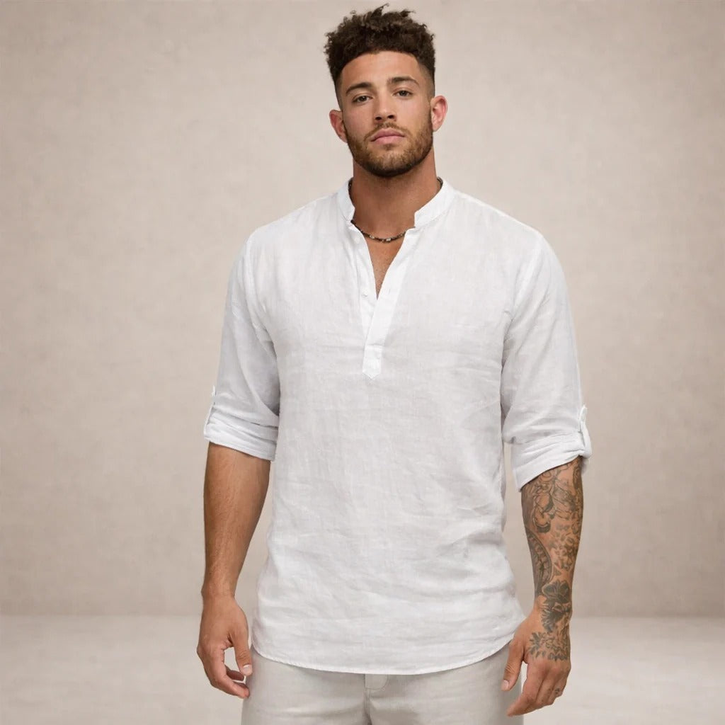 The Greenpoint Men's Lightweight Linen Henley Shirt