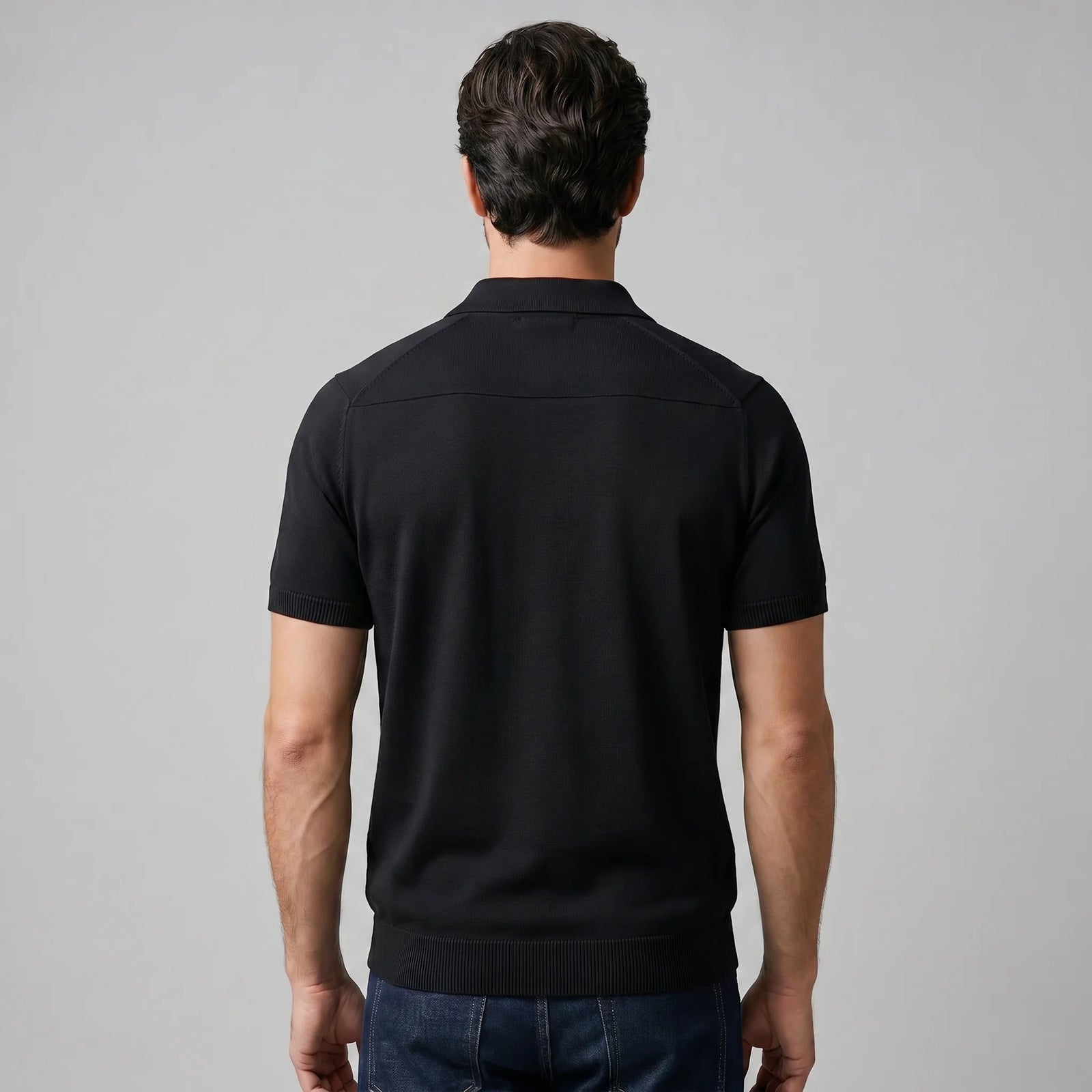 The Venetian Men's Smart Casual Knit Open Collar Polo Shirt