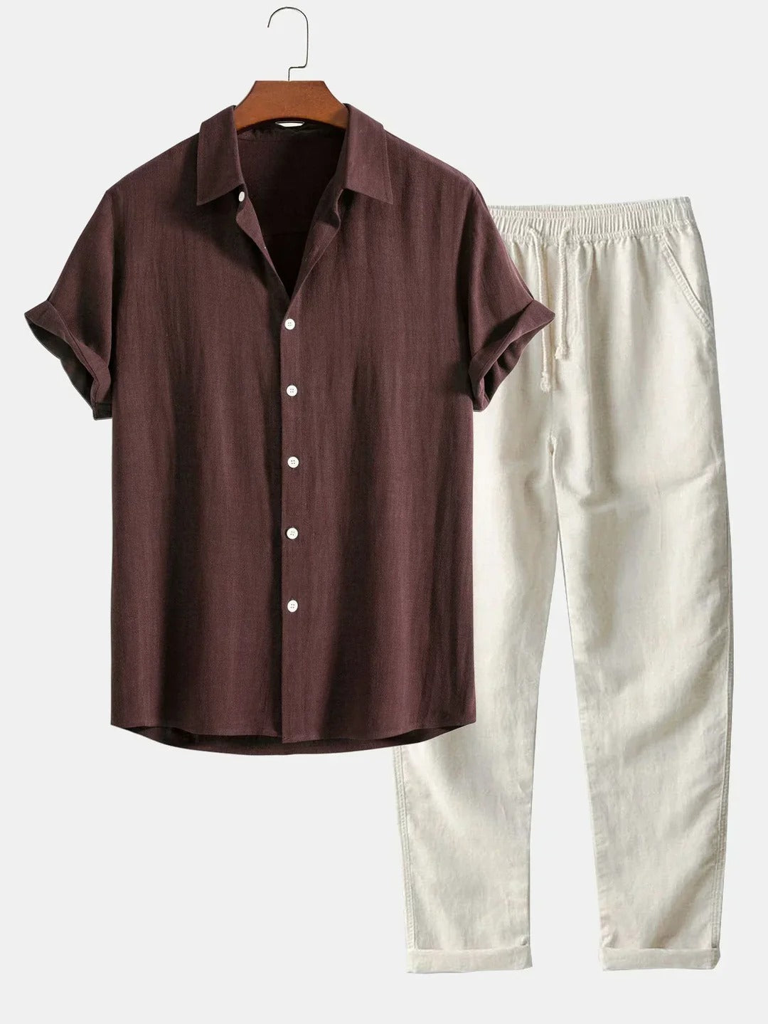 The Stresa Men's Relaxed Fit Linen Shirt & Drawstring Trousers Set