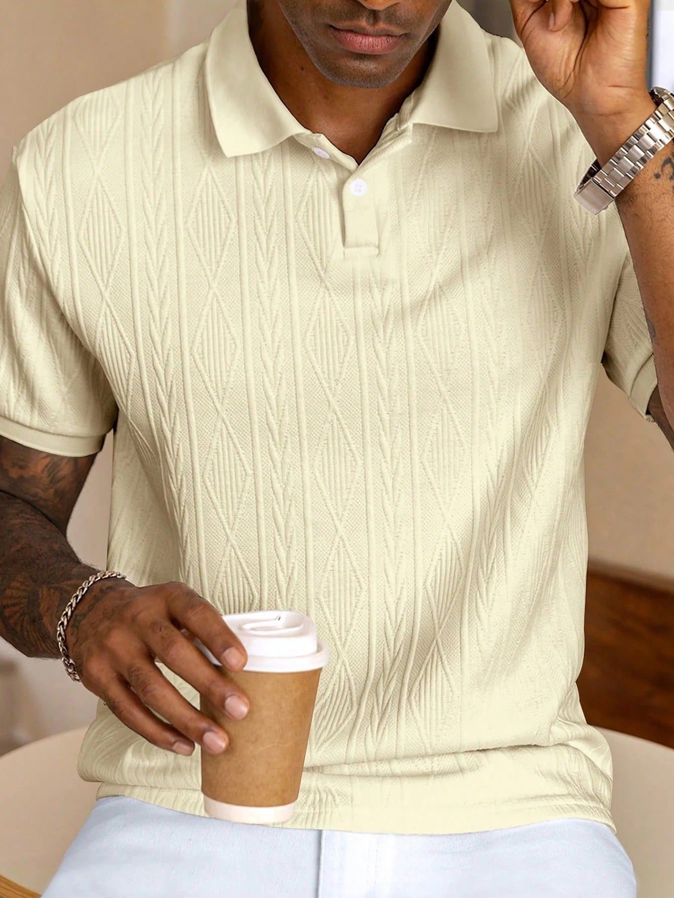 The Woodstock Men's Textured Knit Polo Shirt