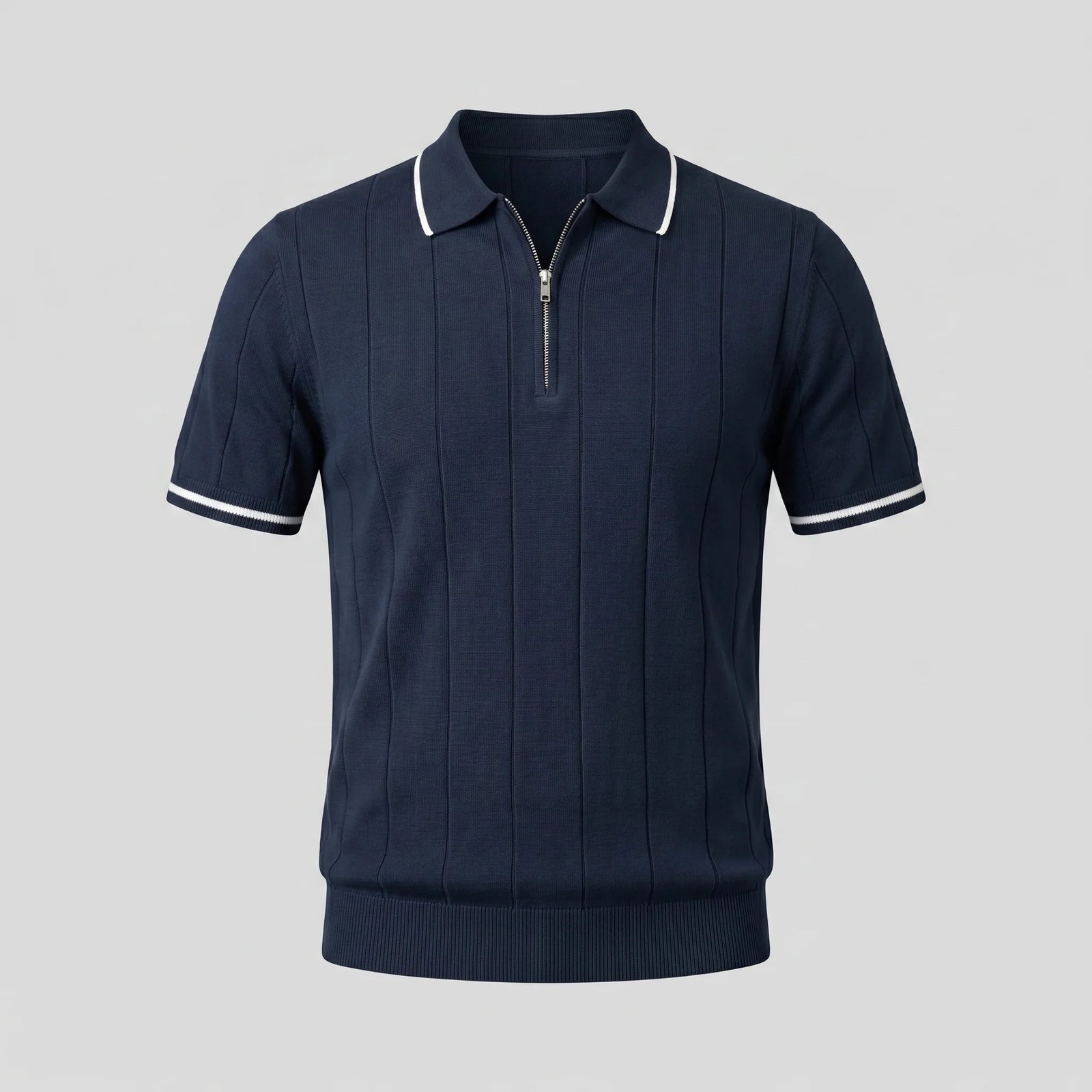 The Venezia Men's Smart Zip Neck Knit Polo Shirt