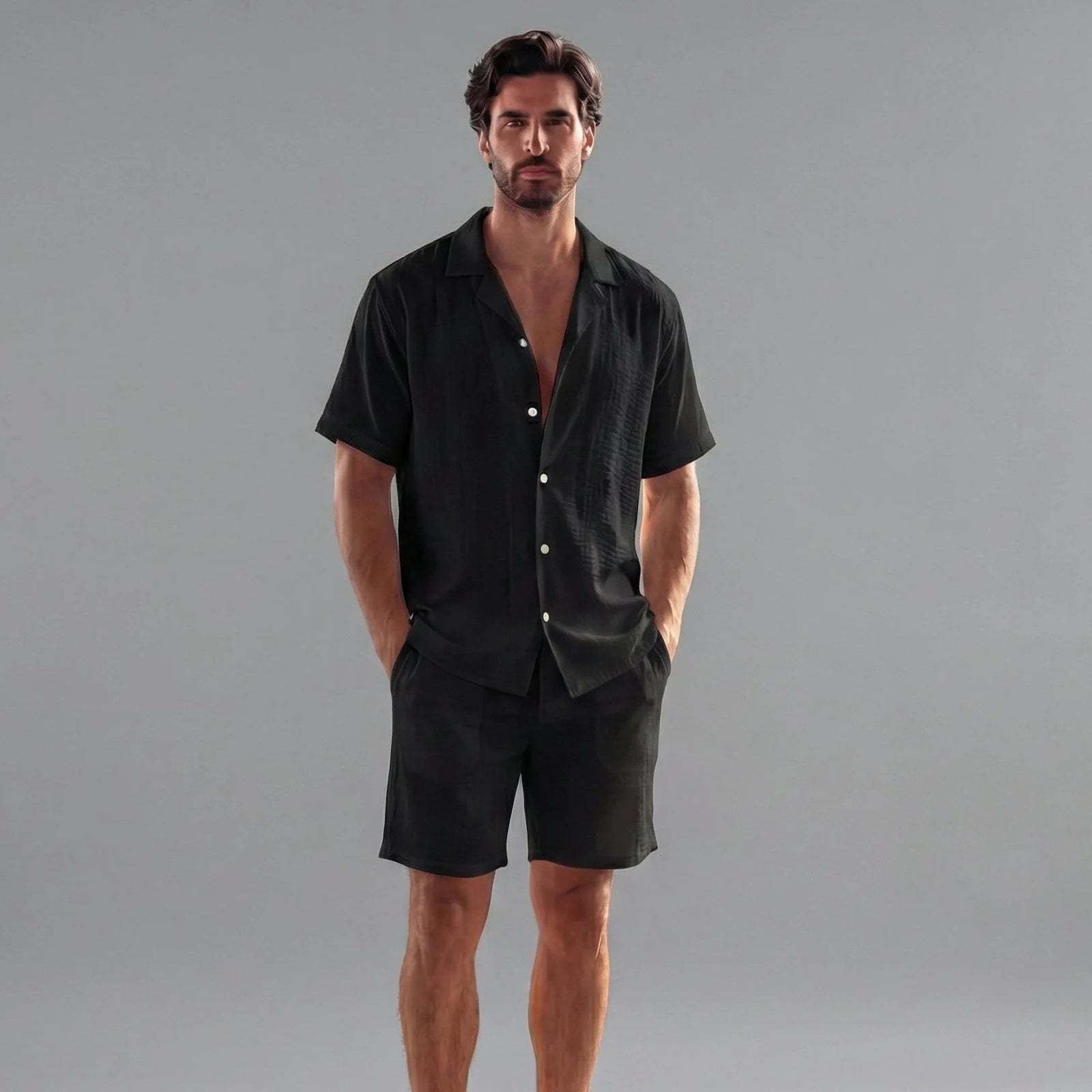 The Perugia Men's Casual Linen Shirt & Shorts Summer Set