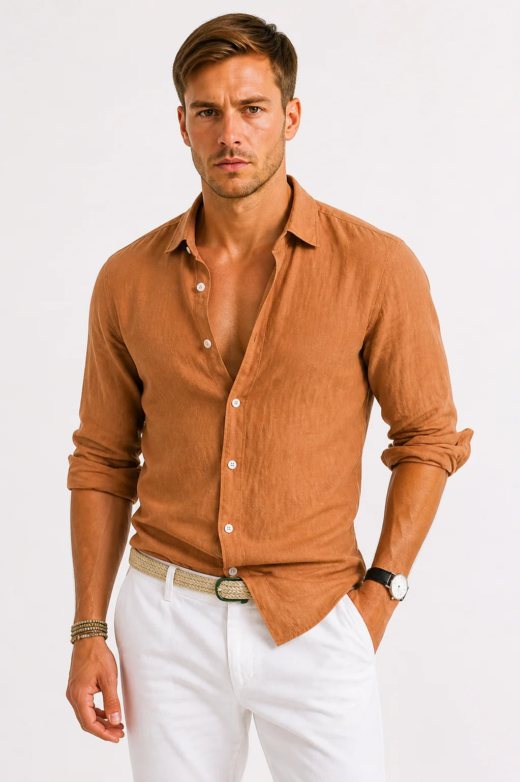 The Montalcino Men's Casual Linen Button Down Shirt