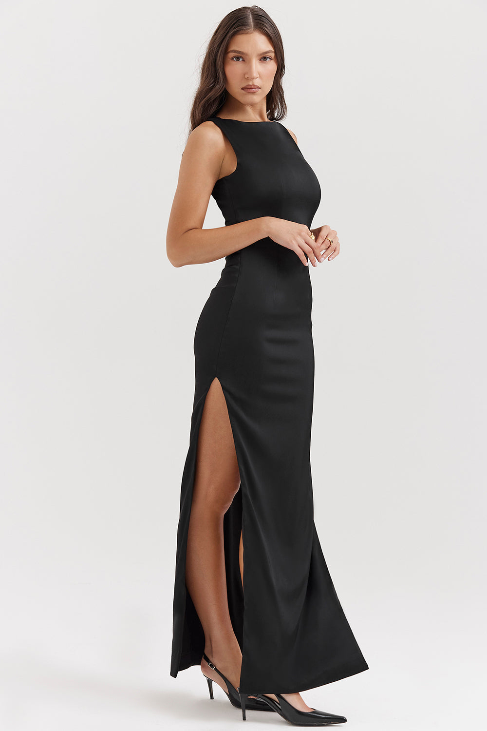 Women's Undecorated Black Evening Gown