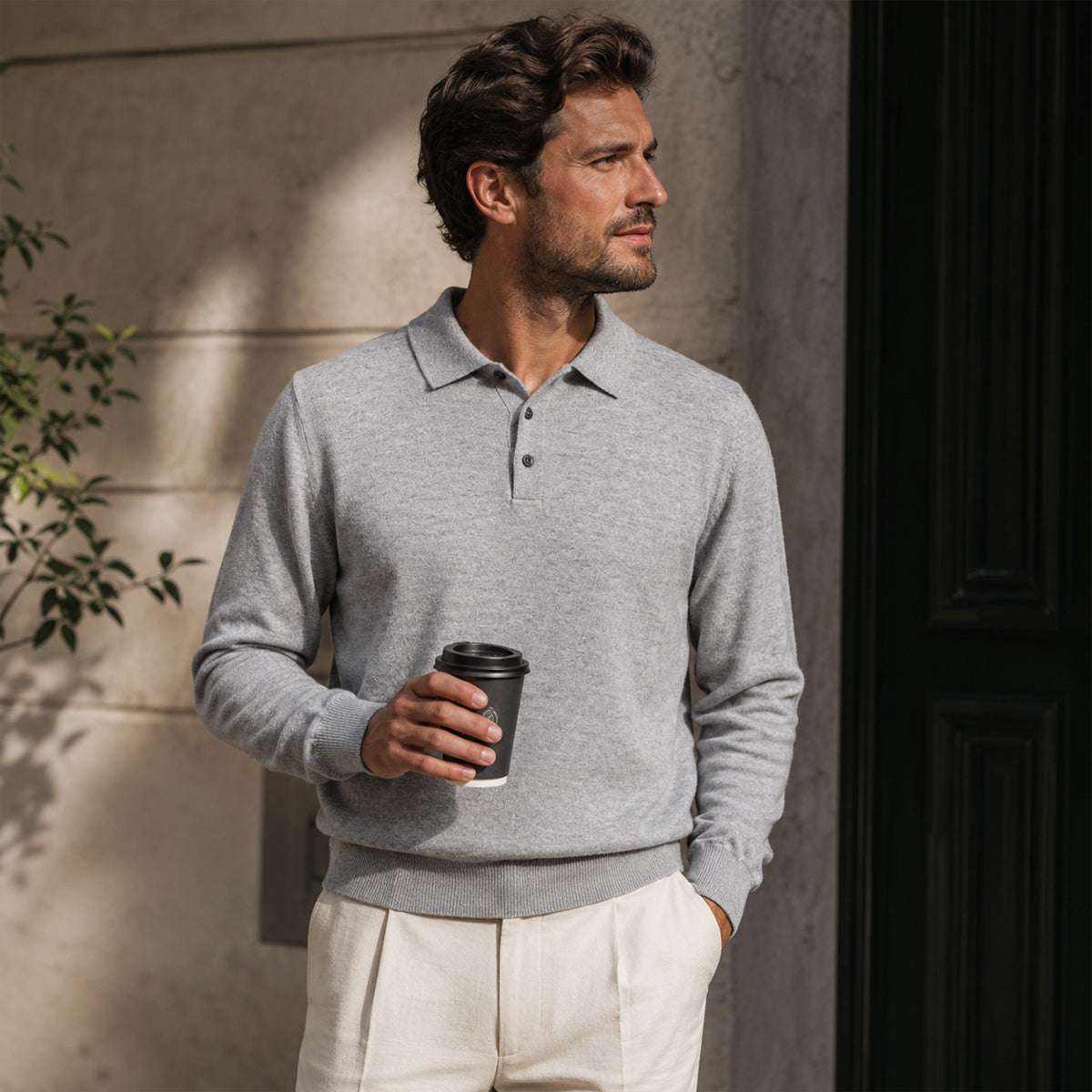 Men’s Merino Wool Knit Smart Trendy Polo Jumper