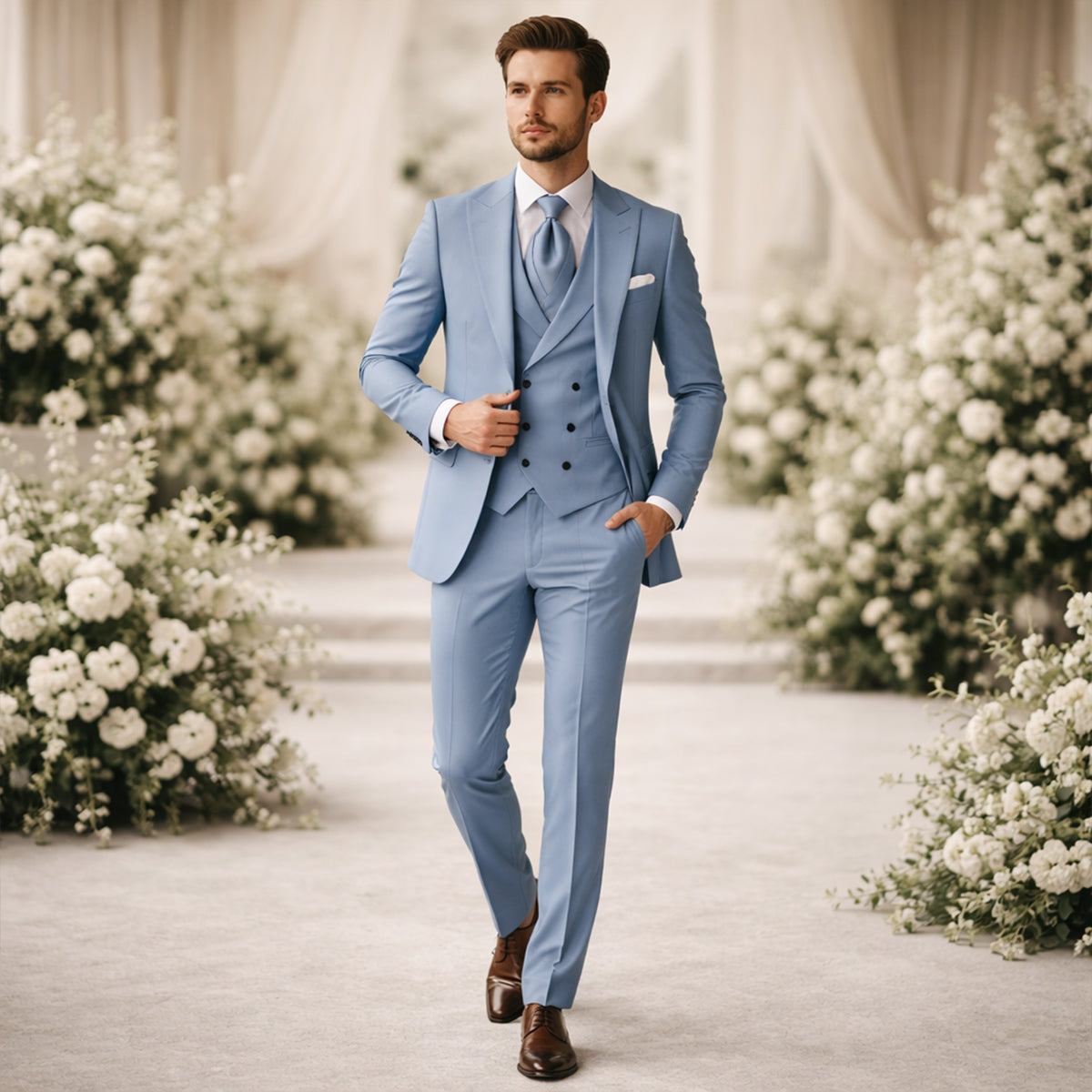 The Arenzano Men’s 3 Piece Suit – Slim Fit Elegant Wedding & Dinner Suit Set