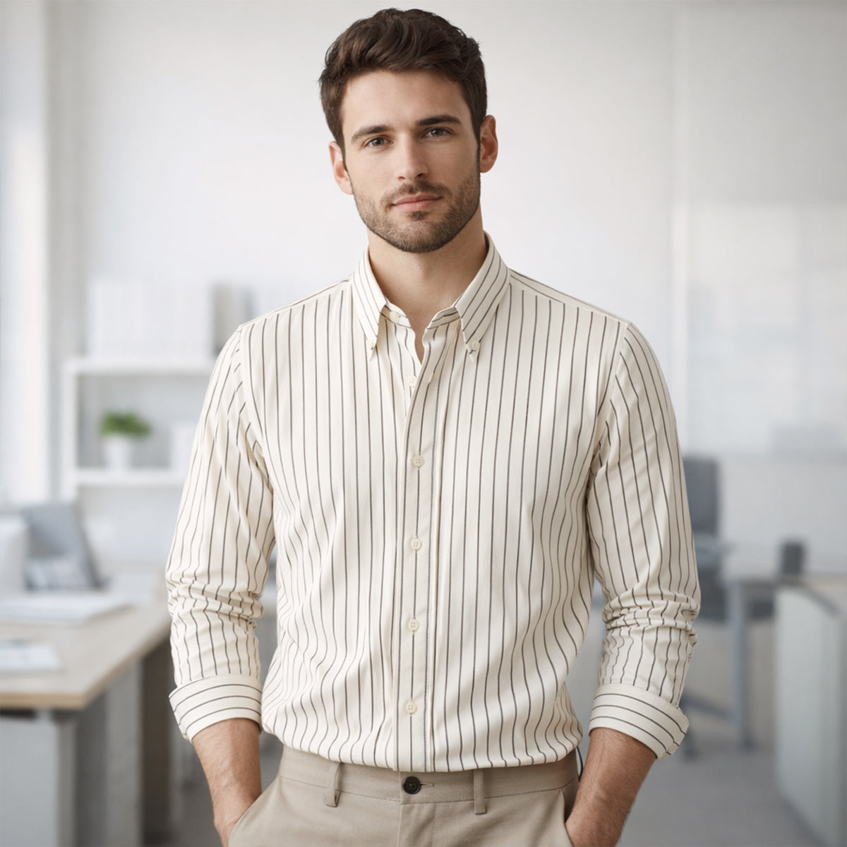 The Portovenere Men’s Smart Casual Button Up Striped Shirt