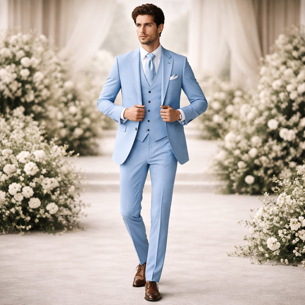 The Arenzano Men’s 3 Piece Suit – Slim Fit Elegant Wedding & Dinner Suit Set