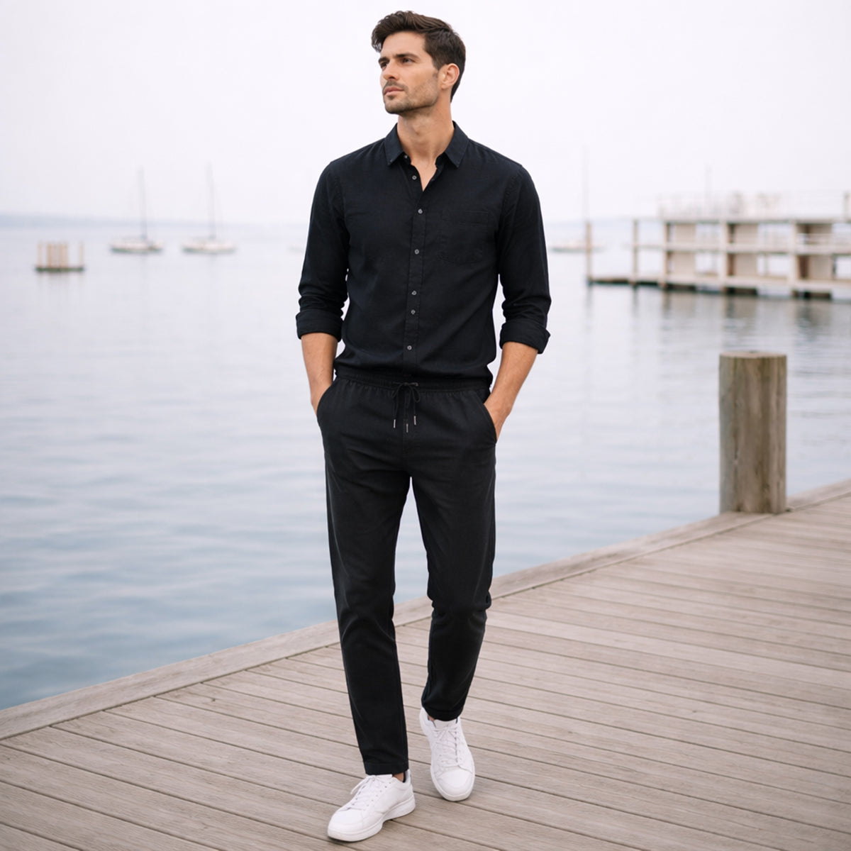 The Monferrato Men’s Linen Shirt and Trousers Set – Casual Two Piece Outfit