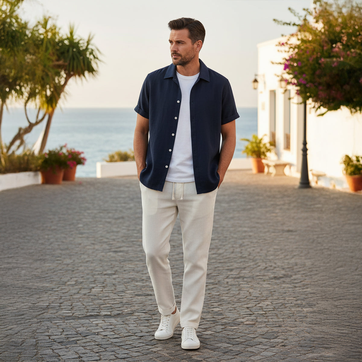 The Amalfi Linen Set – Summer Shirt & Trousers for Men