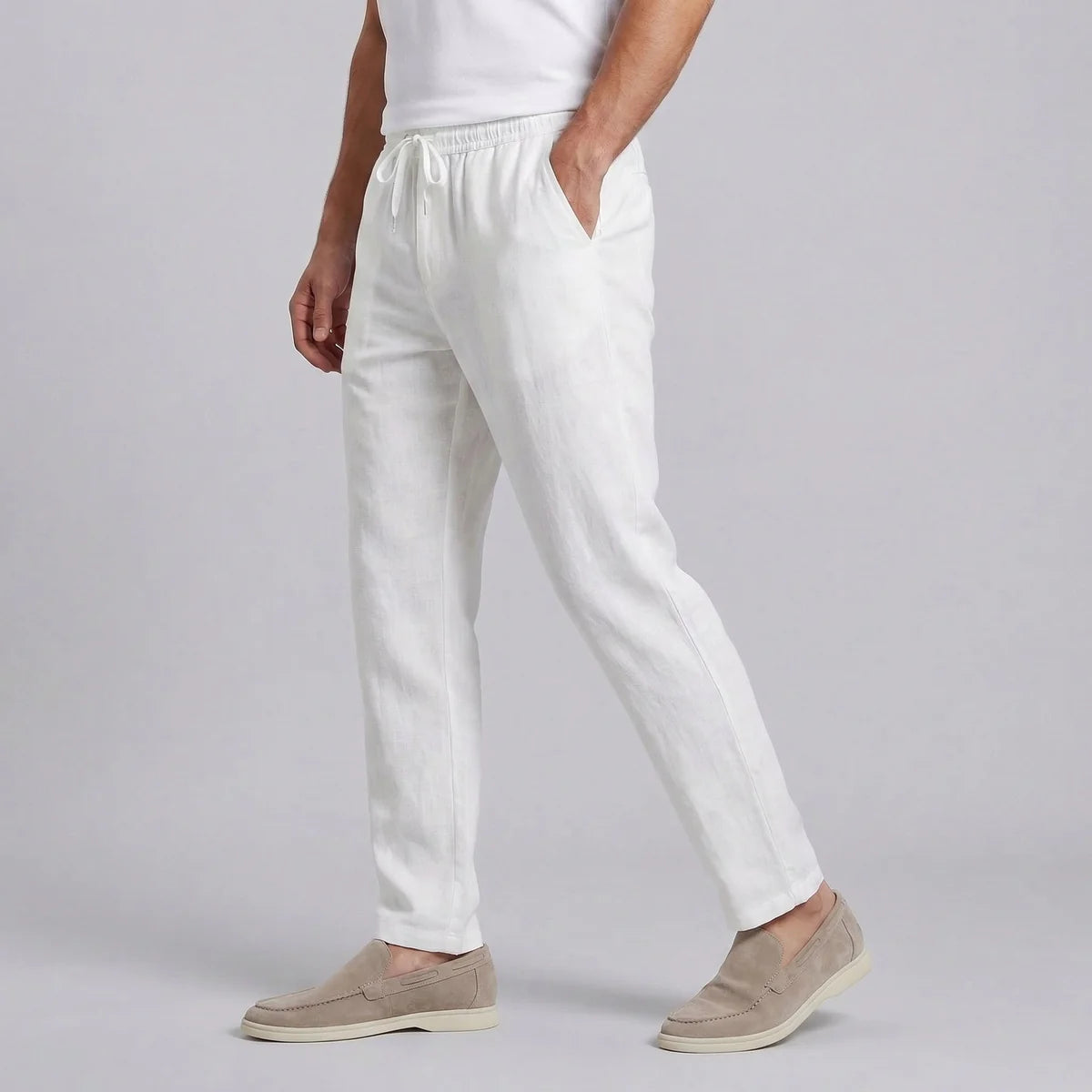 The Cremona Men's Relaxed Fit Linen Drawstring Trousers