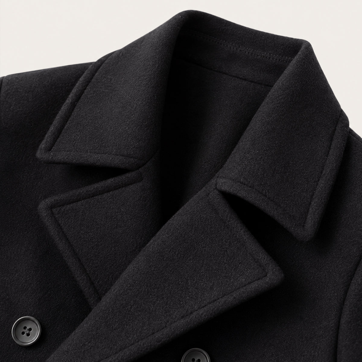 The Buckingham Men’s Warm Winter Double Breasted Wool Peacoat – Black