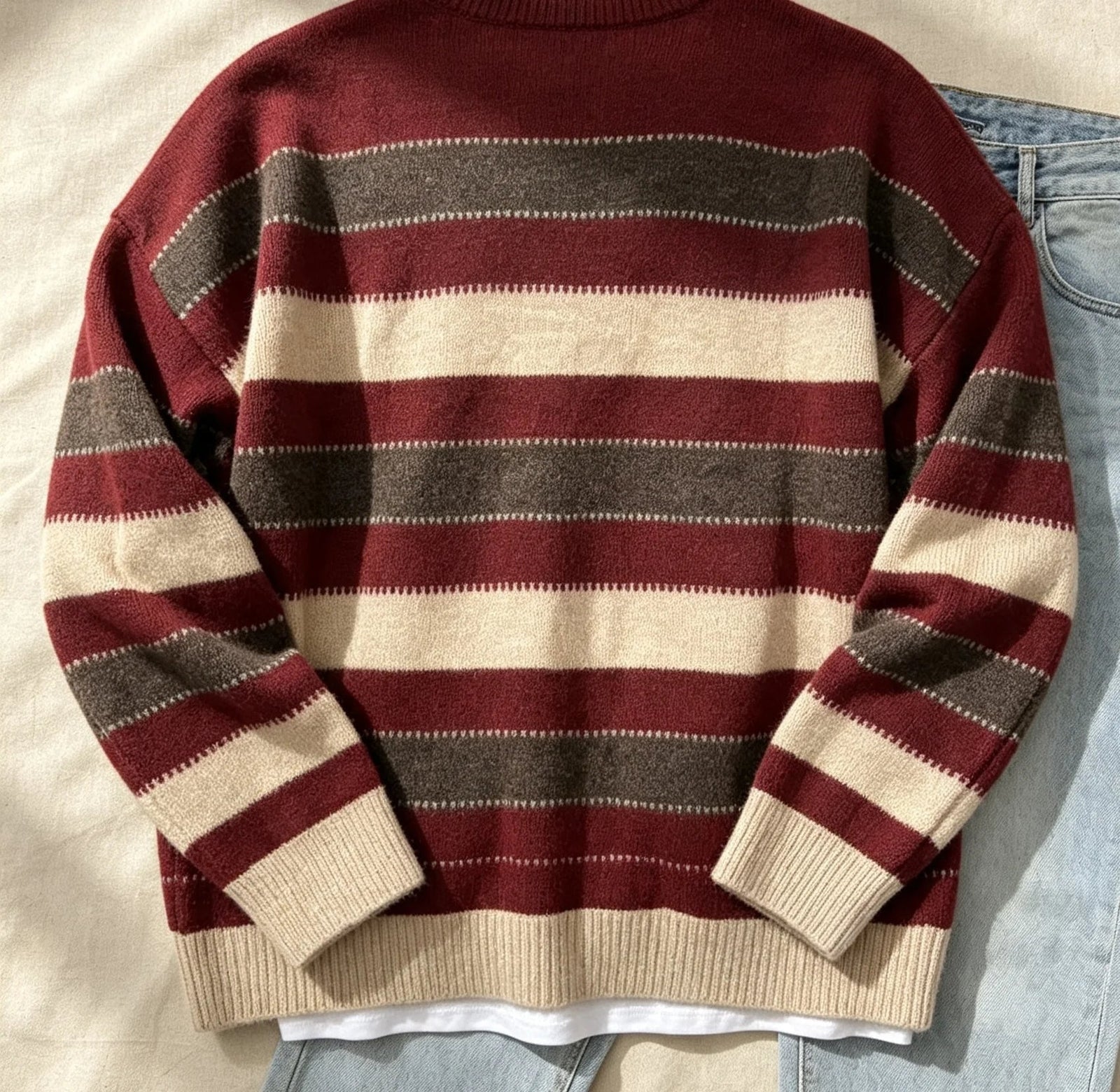 Women's Striped Jumper – Crew Neck Knitted Jumper