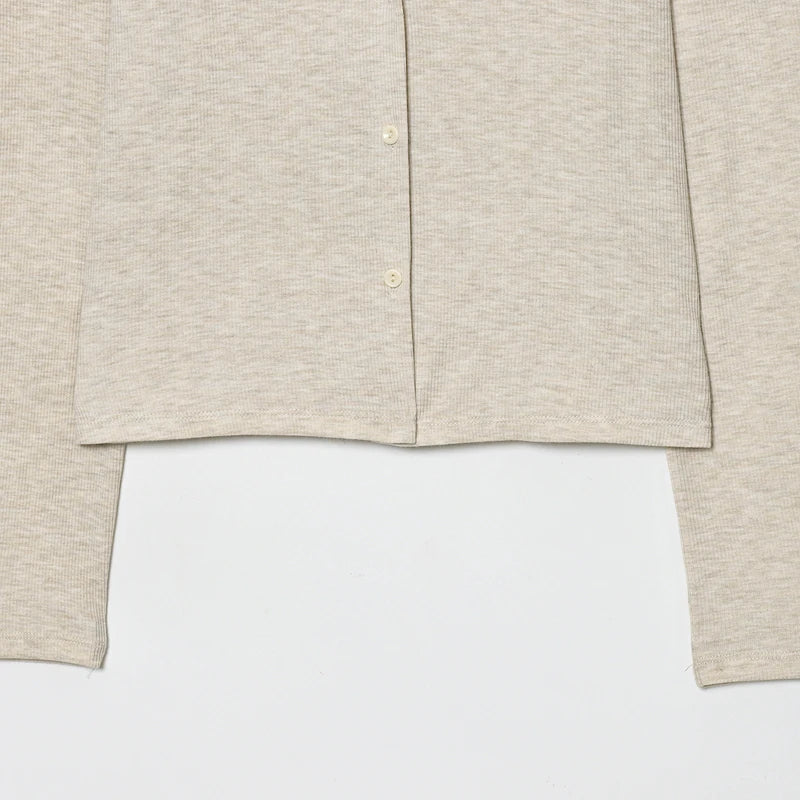 Women's Cropped Cardigan – V Neck Button Front Knit