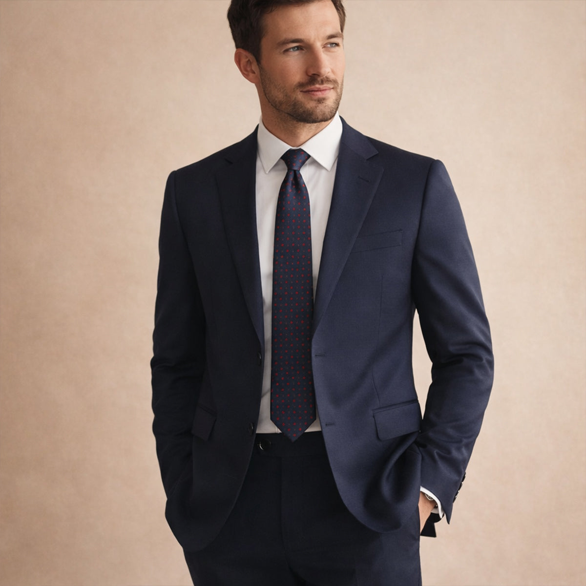 The Monterosso Men’s Silk Neck Tie - Dotted Navy Blue